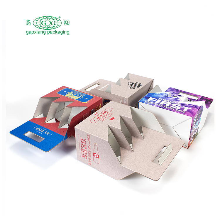 주문을 받아서 만들어진 마분지 kraft 포도주 음료 병 운반대 상자 물결 모양 판지 6개 팩 맥주 상자