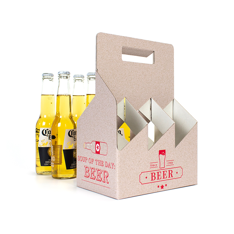 주문을 받아서 만들어진 마분지 kraft 포도주 음료 병 운반대 상자 물결 모양 판지 6개 팩 맥주 상자