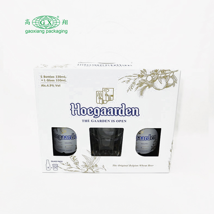 손잡이 판지를 가진 주문 다채로운 인쇄 마분지 6 병 포도주 상자