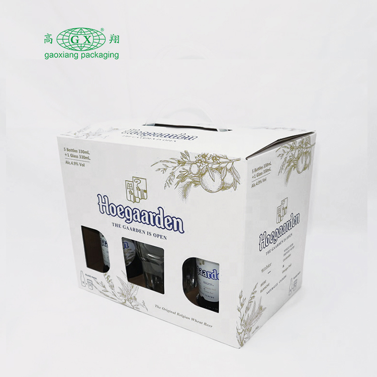 손잡이 판지를 가진 주문 다채로운 인쇄 마분지 6 병 포도주 상자