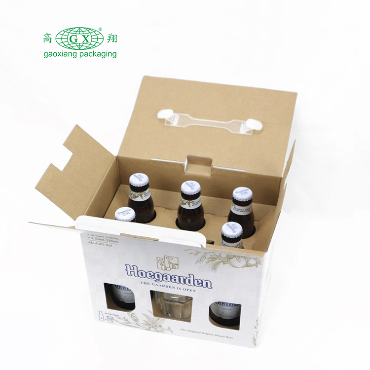 손잡이 판지를 가진 주문 다채로운 인쇄 마분지 6 병 포도주 상자