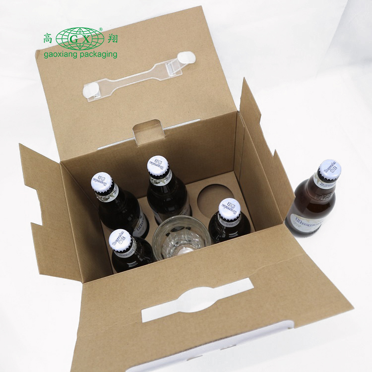 손잡이 판지를 가진 주문 다채로운 인쇄 마분지 6 병 포도주 상자