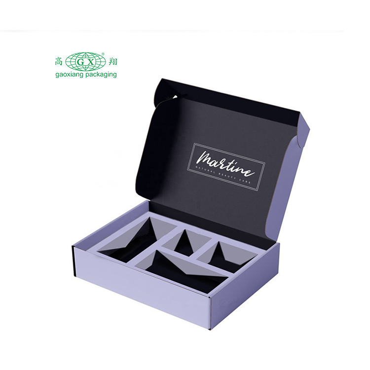 큰 마분지 서류상 우송자 화장용 skincare 상자 주문 로고는 삽입을 가진 물결 모양 선박 포장 상자를 인쇄했습니다
