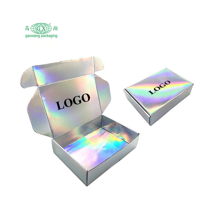 주문 고품질 printedlogo 작은 판지 골판지 우편물 상자 접히는 우편물 상자 홀로그램 선박 상자